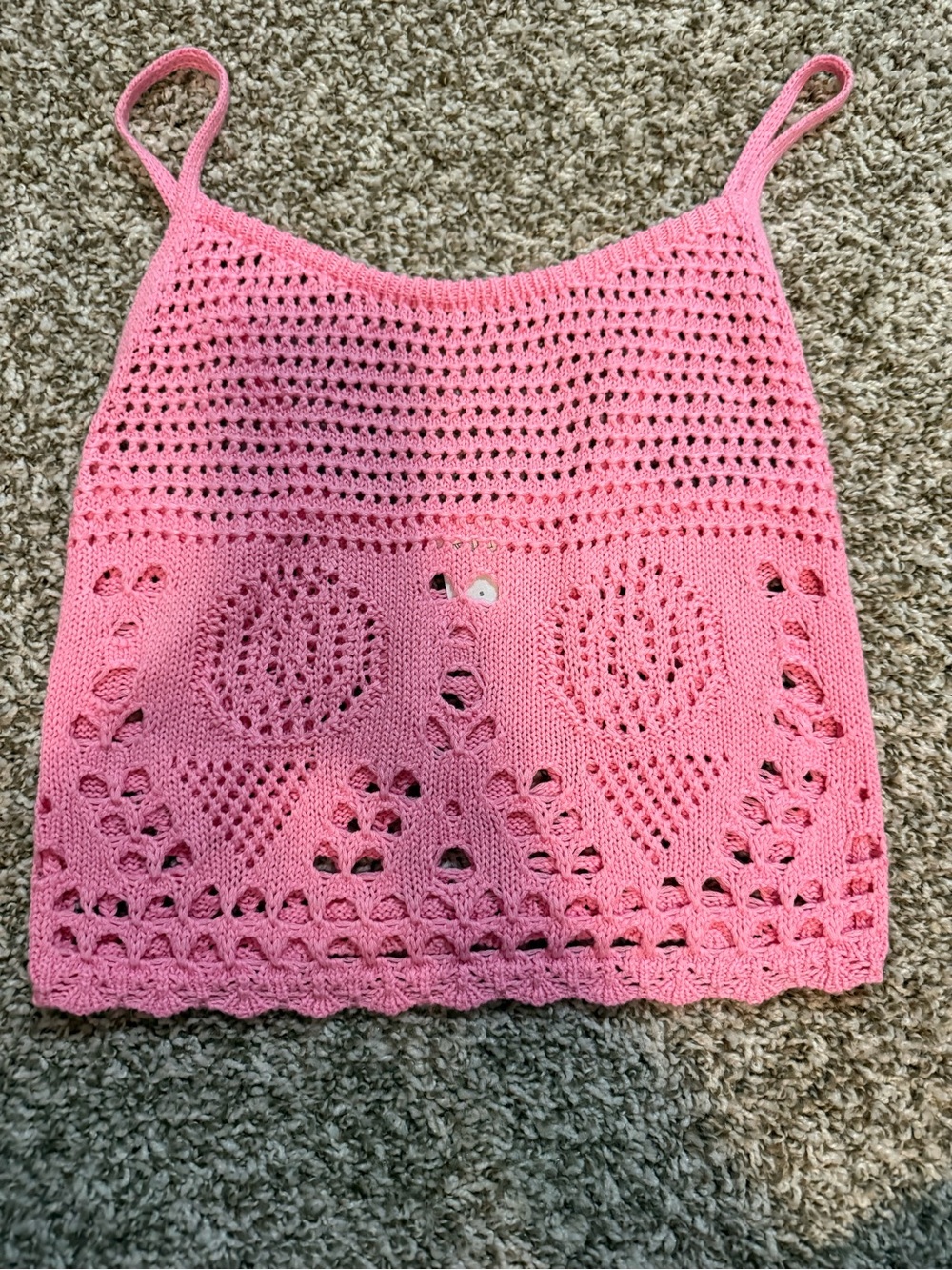Girls' Pink Crochet Tank Top